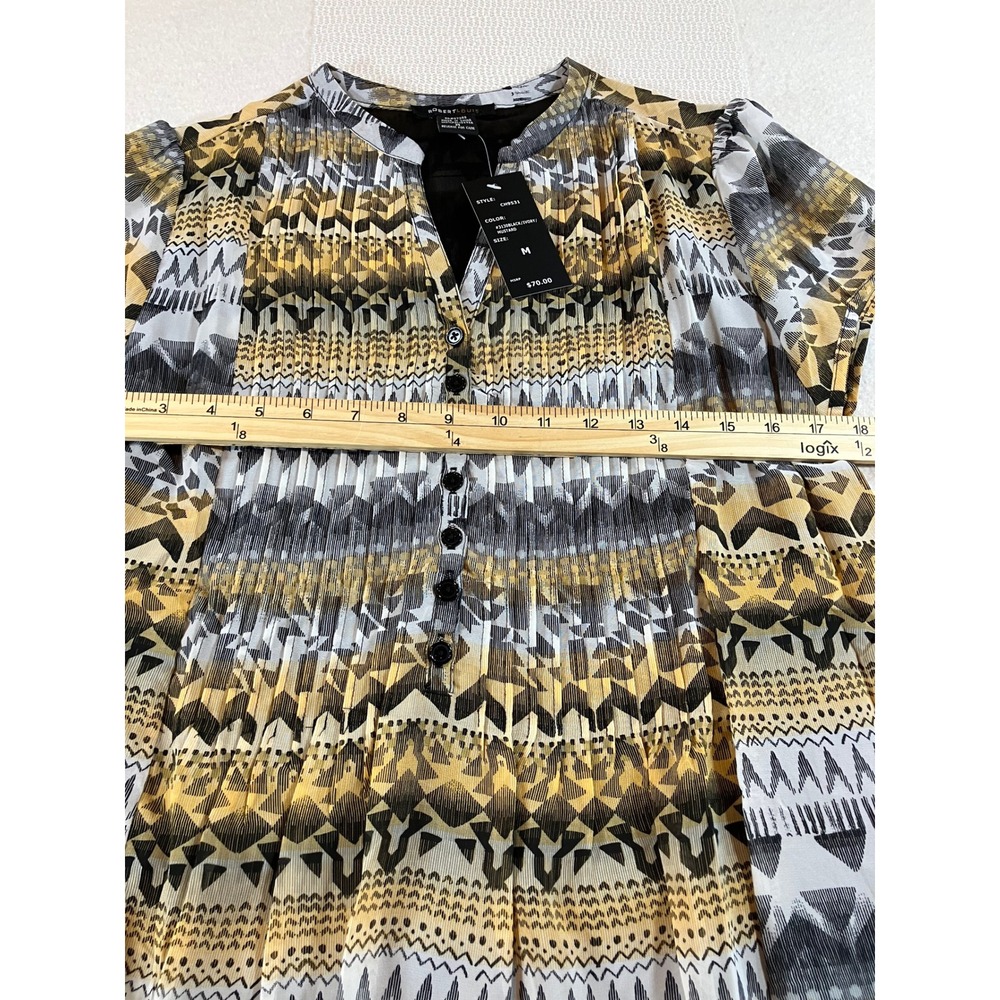 Robert Louis NWT Geometric Tribal Midi Dress Black Ivory Mustard Size M - Picture 7 of 7